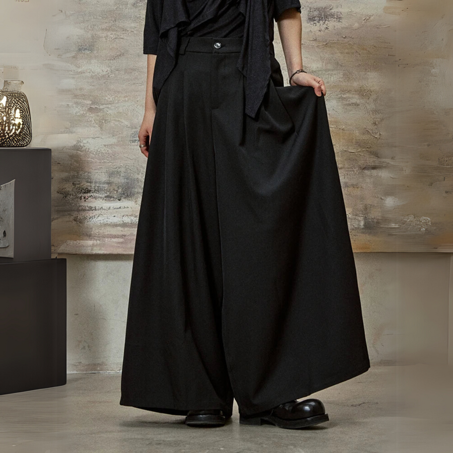 High-Waisted Wide-Leg Trousers – Flowy Palazzo Style in Black, Brown & Cream-SimpleModerne