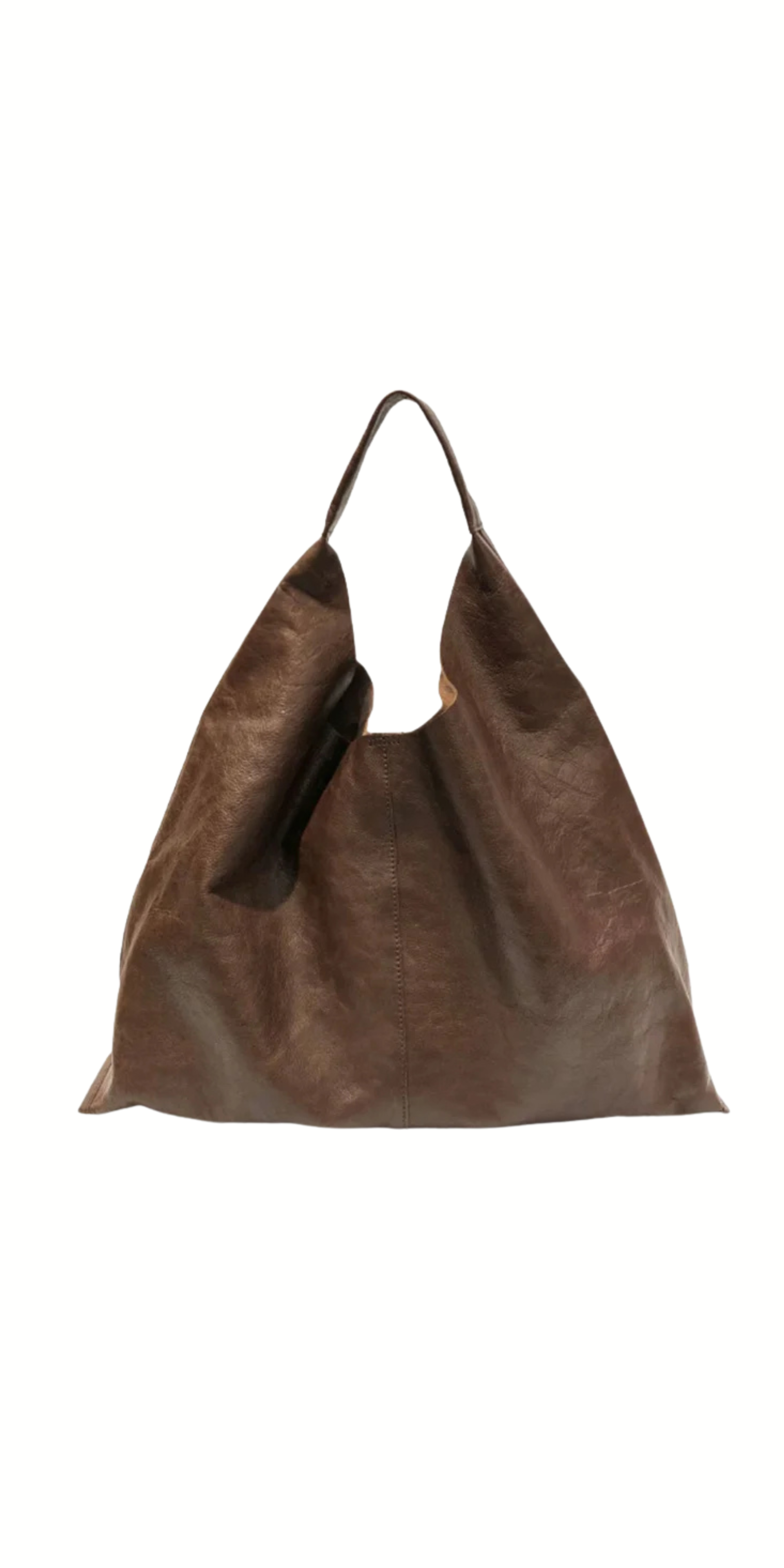 Soft Natural Leather Hobo Bag – Brown Cowhide Edition-SimpleModerne