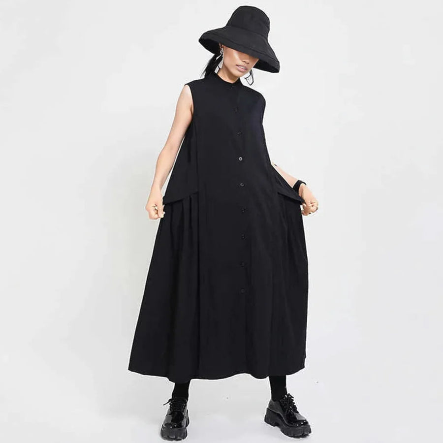Cargo Style Sleeveless Black Dress-SimpleModerne