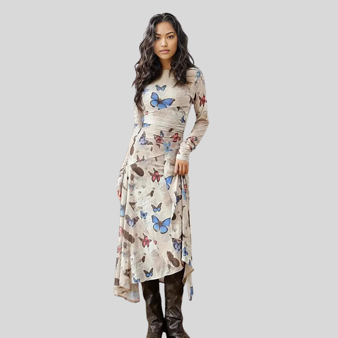 Casual Minimal Goth Butterfly & Letter Dress – SimpleModerne