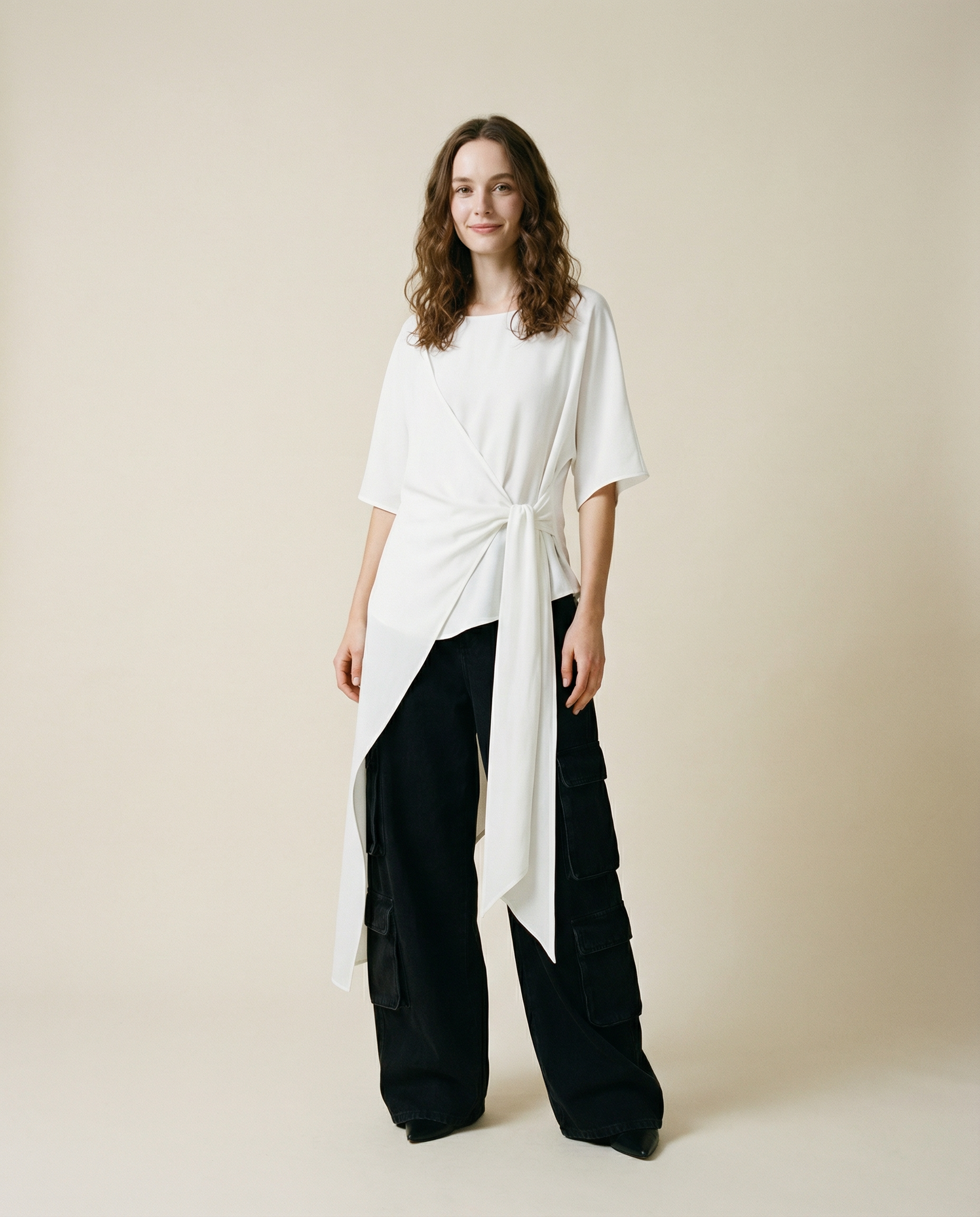 Casual Punk Irregular Design Maxi White Shirt-SimpleModerne