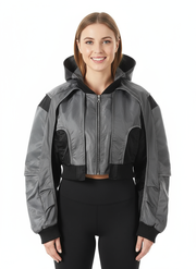 Casual Minimal Goth Bomber Jacket-SimpleModerne