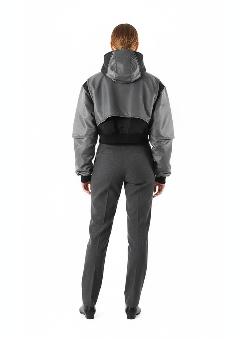 Casual Minimal Goth Bomber Jacket-SimpleModerne