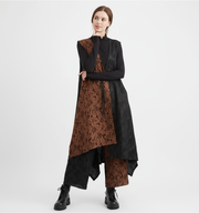 Vintage-Inspired Patchwork Two-Piece Set – Asymmetrical Top & Wide-Leg Pants-SimpleModerne