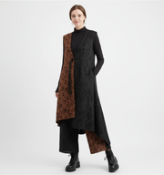 Vintage-Inspired Patchwork Two-Piece Set – Asymmetrical Top & Wide-Leg Pants-SimpleModerne