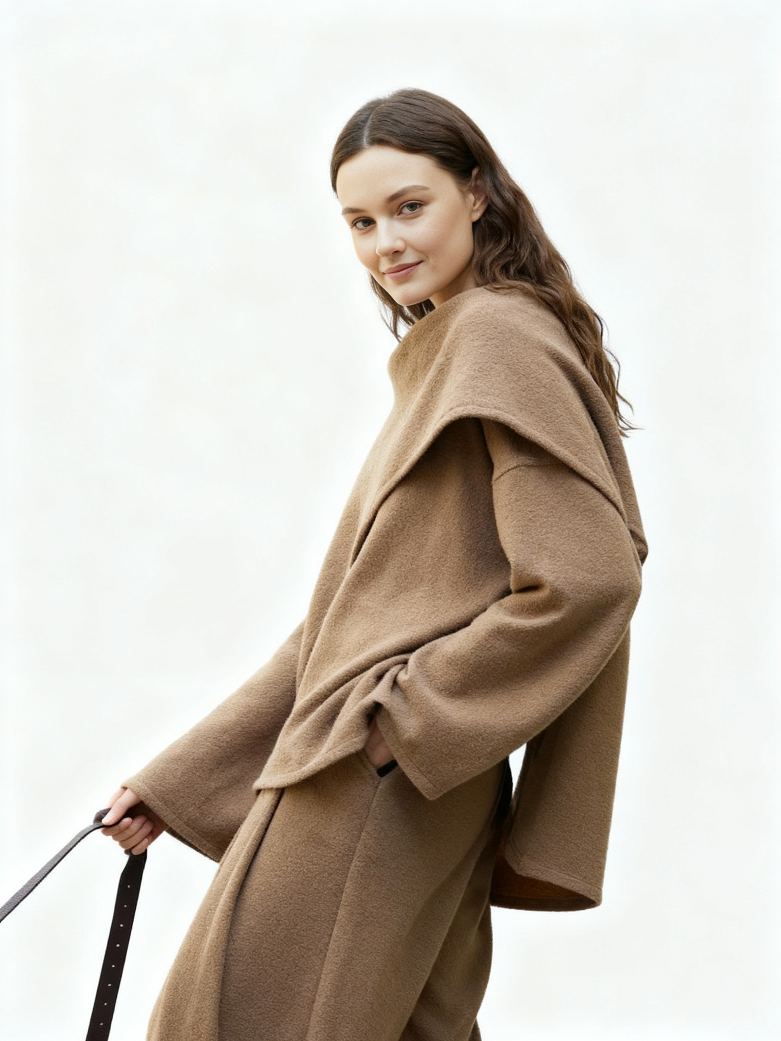 Khaki Bandage Drape Pullover – Asymmetric Layered Look-SimpleModerne