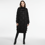 Edgy Sheer Pullover Dress with Side Splits and Textured Star Details-SimpleModerne