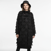 Edgy Sheer Pullover Dress with Side Splits and Textured Star Details-SimpleModerne