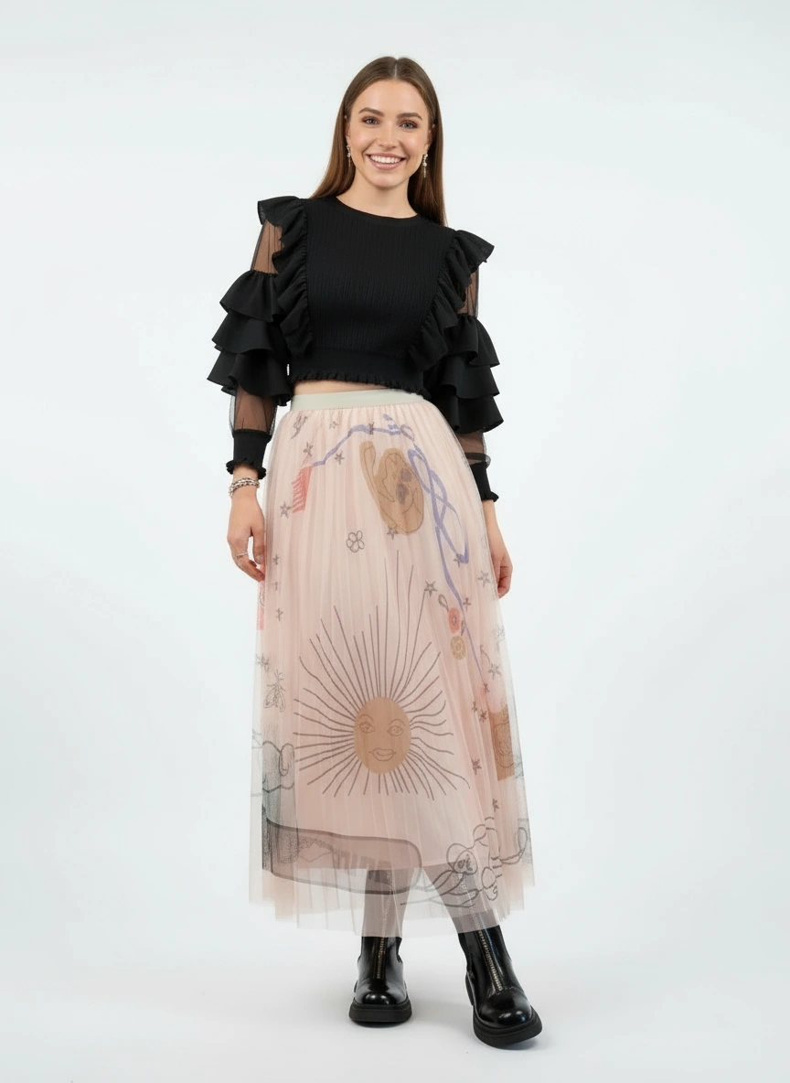 Simple Moderne SauleDu Layered Tulle Pink Skirt-SimpleModerne
