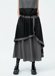 Mesh Me Up Asymmetric Skirt – Dark Industrial Layers-SimpleModerne