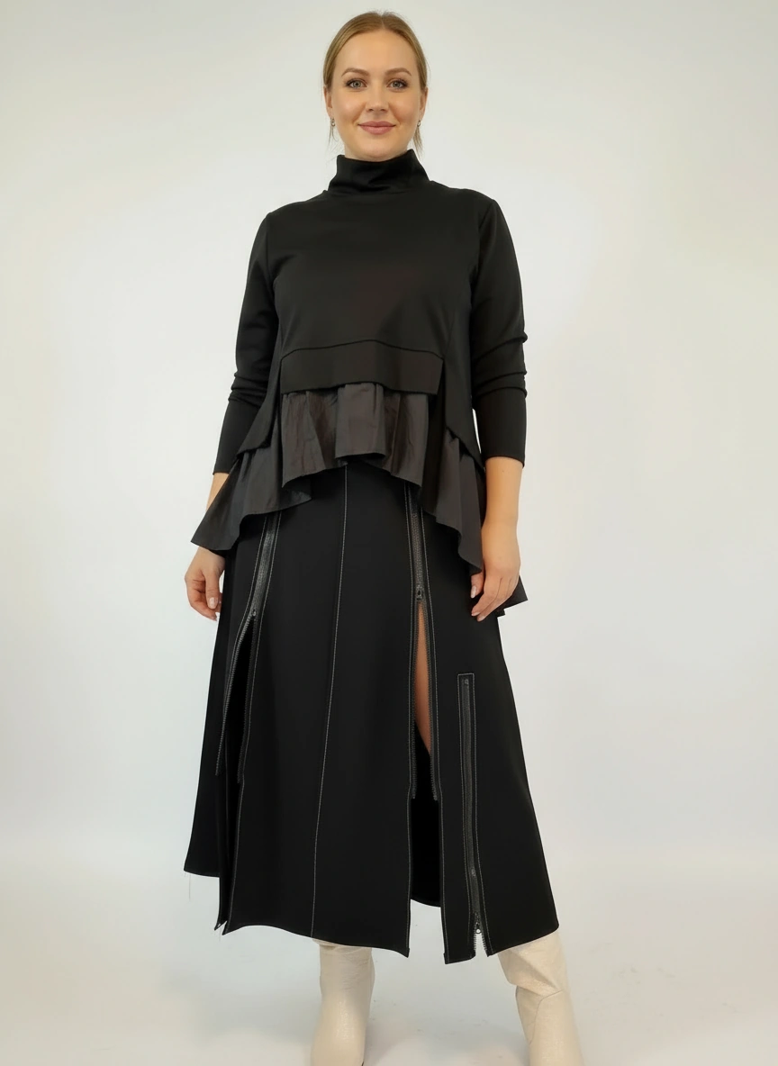 Emignute Asymmetrical Ruffled Sweatshirt-SimpleModerne