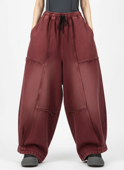 Vintage Washed Wide-Leg Denim — Brick Red-SimpleModerne