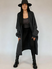 Oversized Knit Cardigan — Cool Charcoal Gray-SimpleModerne