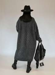 Oversized Knit Cardigan — Cool Charcoal Gray-SimpleModerne