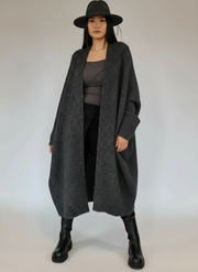 Oversized Knit Cardigan — Cool Charcoal Gray-SimpleModerne