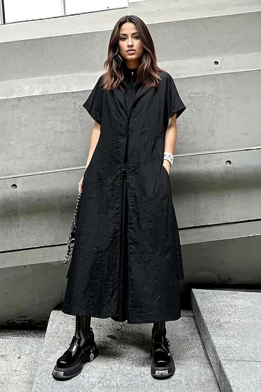 Wide-Leg Black Jumpsuit with Zipper Detail-SimpleModerne