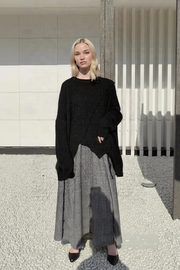 Oversized Black Knit Sweater – Asymmetrical Hem & Raglan Sleeves-SimpleModerne