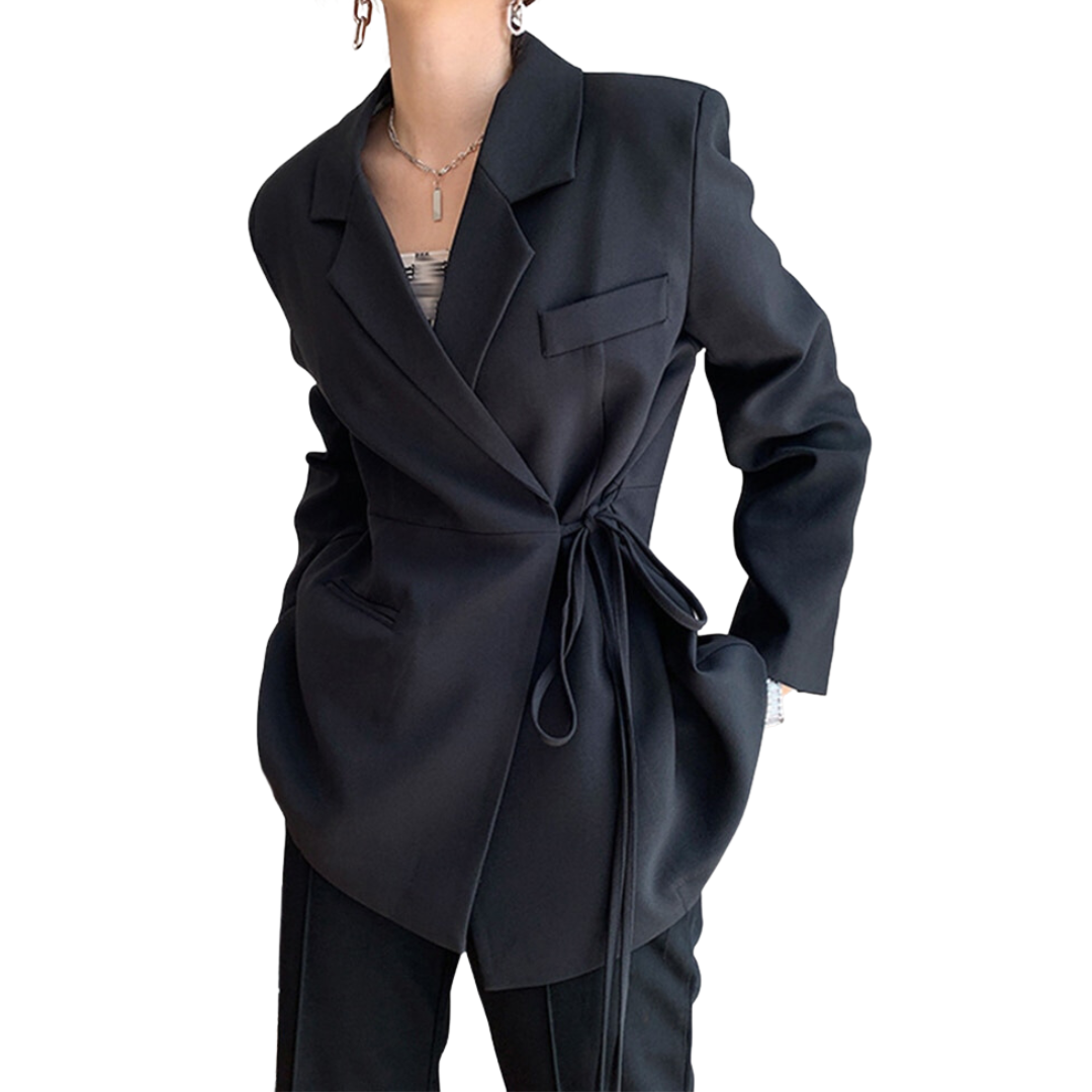 Designer black blazer top womens