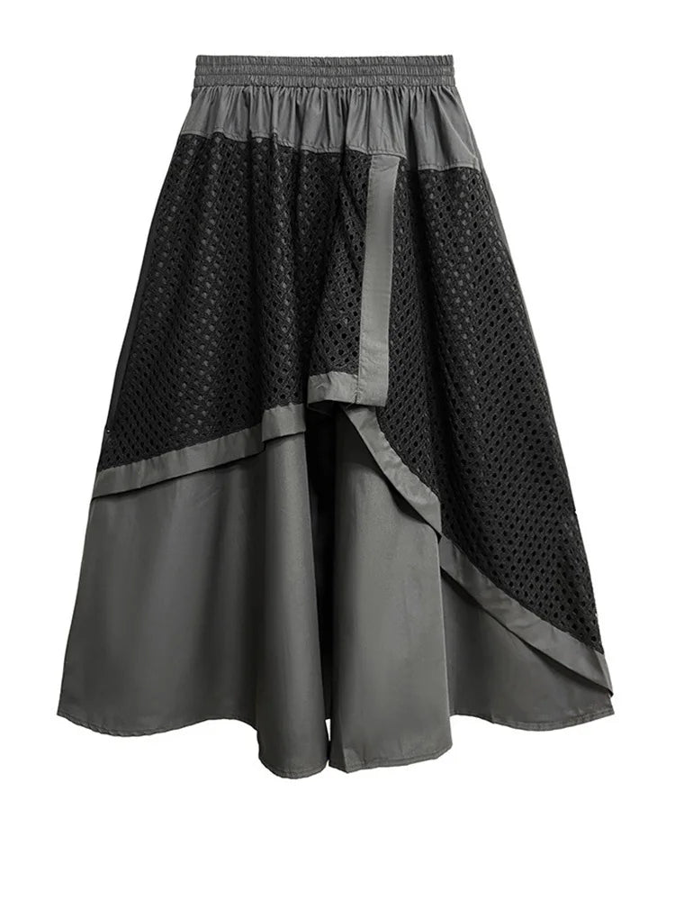Mesh Me Up Asymmetric Skirt – Dark Industrial Layers-SimpleModerne