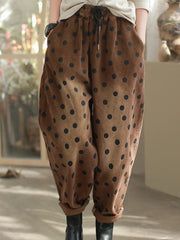 Polka Dot Corduroy Trousers – Relaxed Fit, Warm & Playful-SimpleModerne