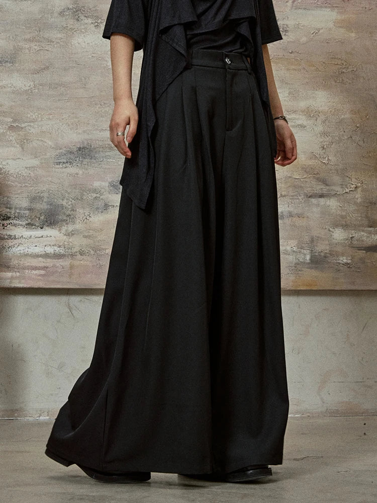 High-Waisted Wide-Leg Trousers – Flowy Palazzo Style in Black, Brown & Cream-SimpleModerne