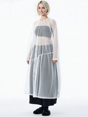 Sheer Drama Mesh Overlay Dress – Layered Elegance in Black, White & Pink-SimpleModerne