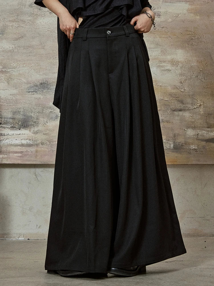 High-Waisted Wide-Leg Trousers – Flowy Palazzo Style in Black, Brown & Cream-SimpleModerne