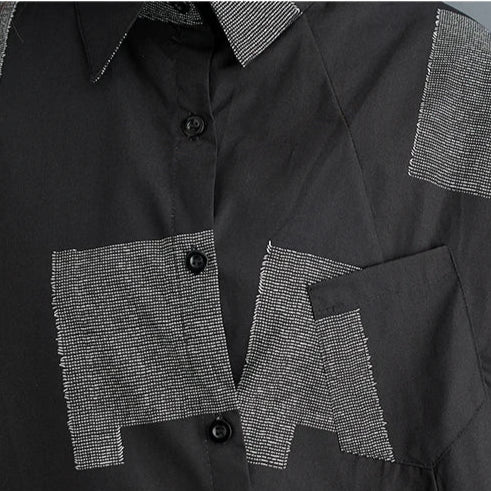 Urban Patchwork Two-Piece Set – Asymmetric Shirt & Wide Capri Pants-SimpleModerne