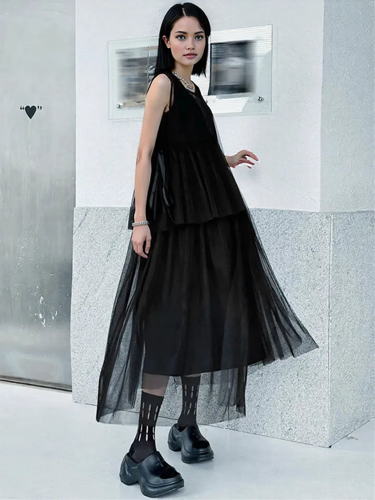 Sheer Punk Chiffon Overlay Dress – Edgy Layering Essential-SimpleModerne