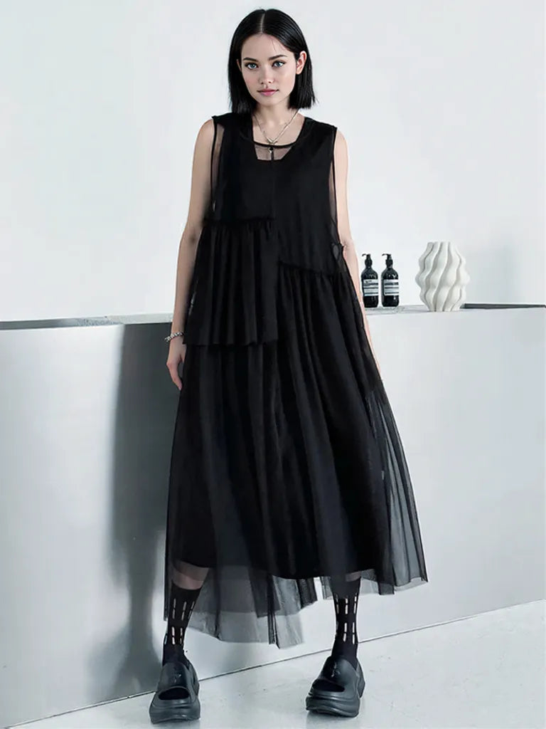 Sheer Punk Chiffon Overlay Dress – Edgy Layering Essential-SimpleModerne