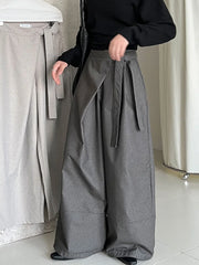 Architectural Wide-Leg Wrap Trousers – Modern Minimalist Design in Grey or Blue-SimpleModerne