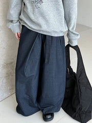 Architectural Wide-Leg Wrap Trousers – Modern Minimalist Design in Grey or Blue-SimpleModerne