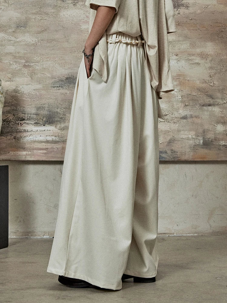 High-Waisted Wide-Leg Trousers – Flowy Palazzo Style in Black, Brown & Cream-SimpleModerne