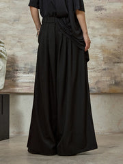 High-Waisted Wide-Leg Trousers – Flowy Palazzo Style in Black, Brown & Cream-SimpleModerne