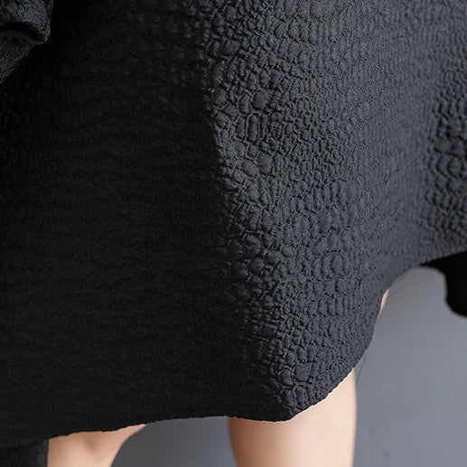 Oversized Lantern Sleeve Dress with Asymmetrical Hemline – Gothic Inspired Minimalism-SimpleModerne