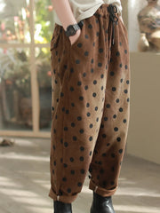 Polka Dot Corduroy Trousers – Relaxed Fit, Warm & Playful-SimpleModerne