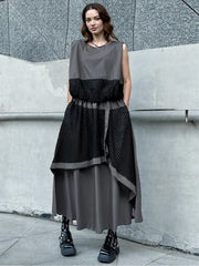 Mesh Me Up Asymmetric Skirt – Dark Industrial Layers-SimpleModerne