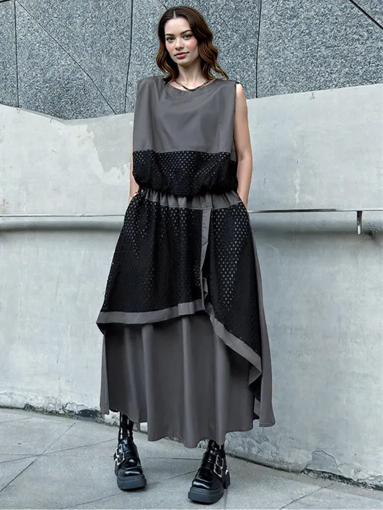 Mesh Me Up Asymmetric Skirt – Dark Industrial Layers-SimpleModerne