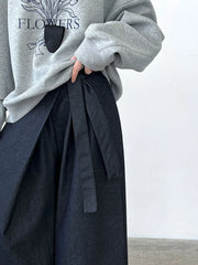 Architectural Wide-Leg Wrap Trousers – Modern Minimalist Design in Grey or Blue-SimpleModerne