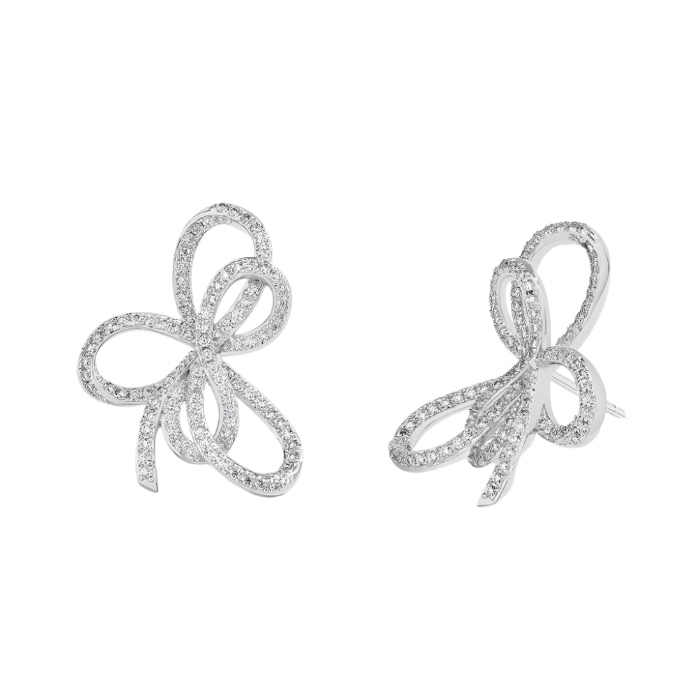 Elegant Moissanite Bowknot Earrings – D Color VVS1 in 925 Sterling Silver-SimpleModerne