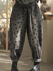 Polka Dot Corduroy Trousers – Relaxed Fit, Warm & Playful-SimpleModerne