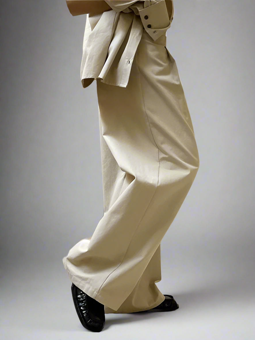 High-Waist Cargo Style Trousers with Maxi Exterior Pockets – Available in Khaki & Black-SimpleModerne