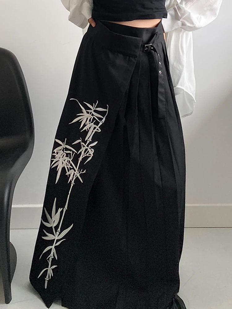Casual Minimal Goth Embroidery Skirt-SimpleModerne