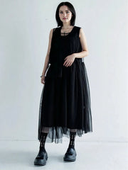 Sheer Punk Chiffon Overlay Dress – Edgy Layering Essential-SimpleModerne