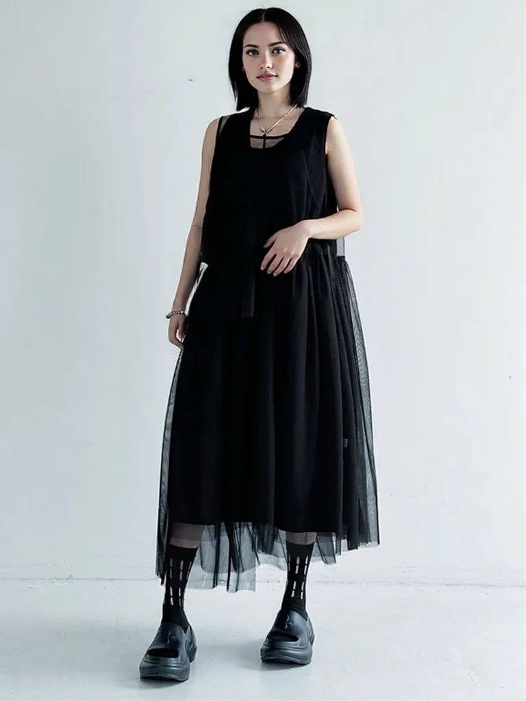 Sheer Punk Chiffon Overlay Dress – Edgy Layering Essential-SimpleModerne