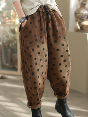 Polka Dot Corduroy Trousers – Relaxed Fit, Warm & Playful-SimpleModerne