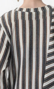 Striped Loose Pullover Midi-Maxi Dress – Coffee Brown Cotton Blend | Everyday Relaxed Fit-SimpleModerne