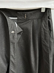 Architectural Wide-Leg Wrap Trousers – Modern Minimalist Design in Grey or Blue-SimpleModerne