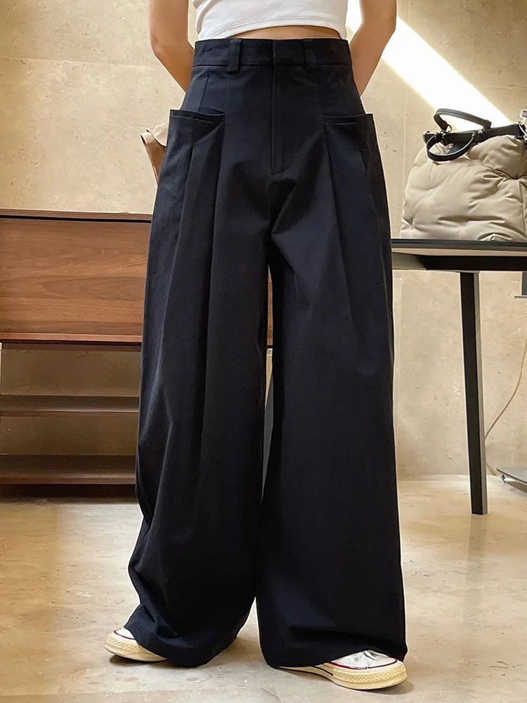 High-Waist Cargo Style Trousers with Maxi Exterior Pockets – Available in Khaki & Black-SimpleModerne