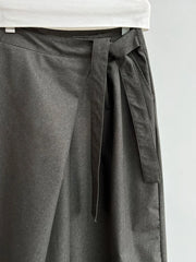 Architectural Wide-Leg Wrap Trousers – Modern Minimalist Design in Grey or Blue-SimpleModerne